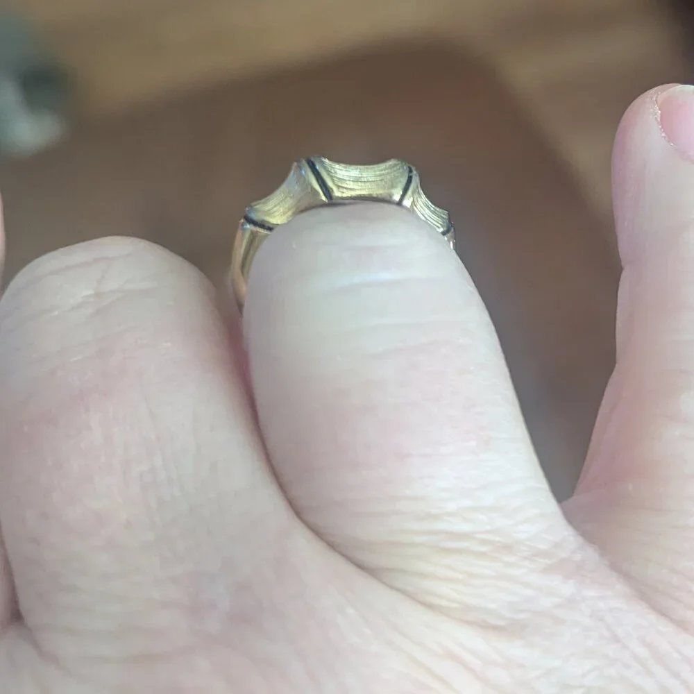 Chunky Ring 18K‎ Gold Plated 50's 60's Vintage Boho Asian Bamboo Unisex Estate